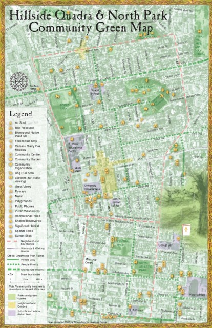 A community map of the Hillside Quadra neighbourhood in Victoria, BC.