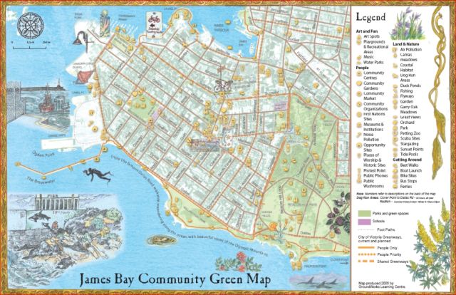 A community map of the James Bay neighbourhood in Victoria, BC.